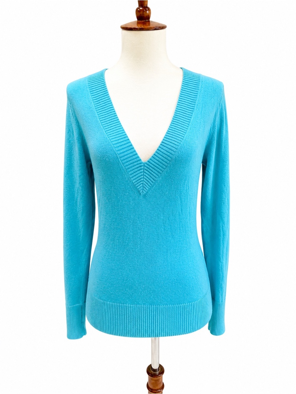 Banana Republic Silk Wool Blend Turquoise V-Neck Women's Sweater XS